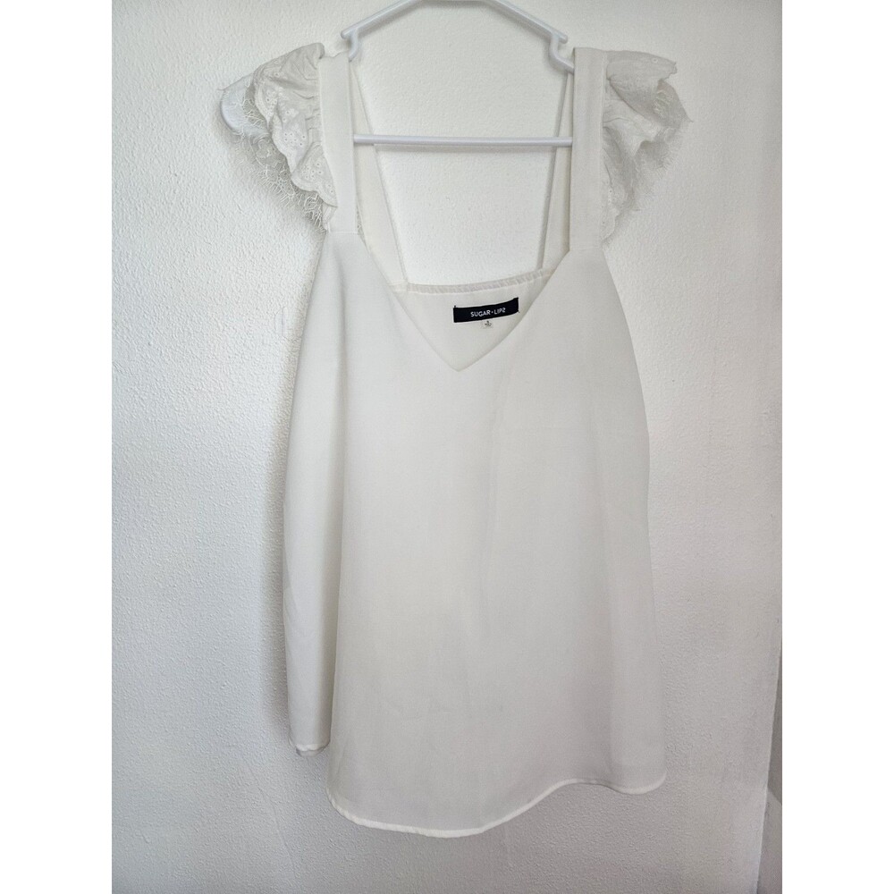 Sugarlips Women's Whimsical White Cami Blouse Size Small. Sheer Coquette Summer